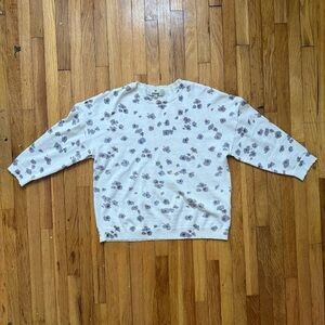 Kidichic Ivory Lightweight Purple Floral Sweater Size Large with 3/4 Sleeves